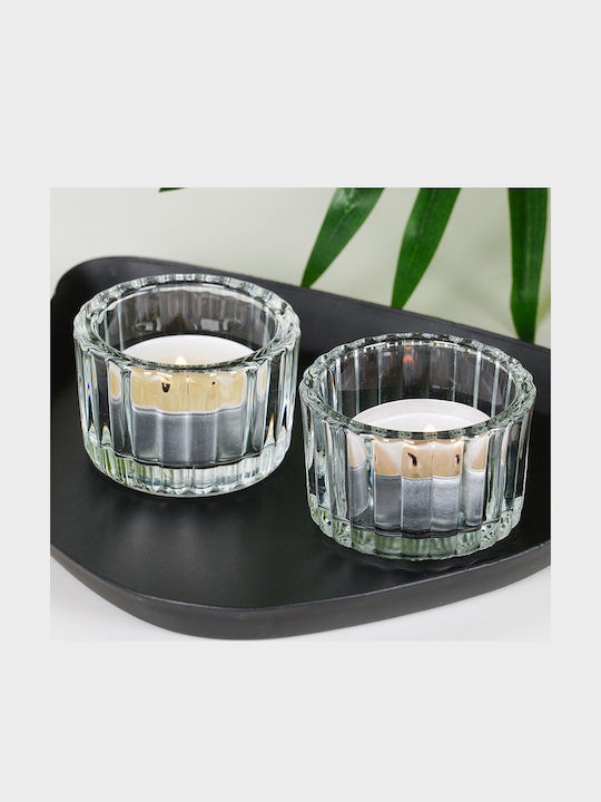 Home&Styling Collection Set Kerzenhalter Glas für Teelichter in Transparentem Farb 5.7x4x4cm 2 Stück