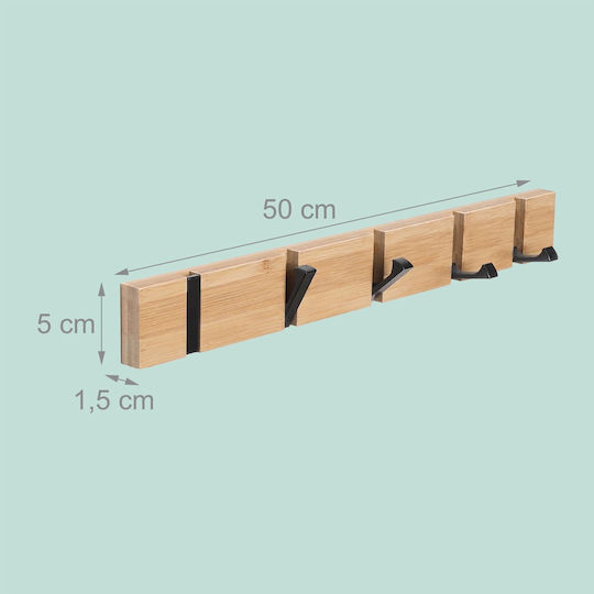Relaxdays Cuiere de Perete 5 Compartimente Bej 5x1.5x50cm