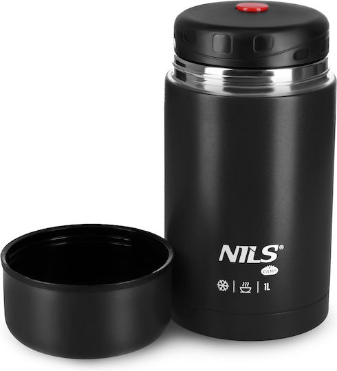 Nils Μπουκάλι Θερμός Ανοξείδωτο BPA Free 1lt BLACK NILS CAMP