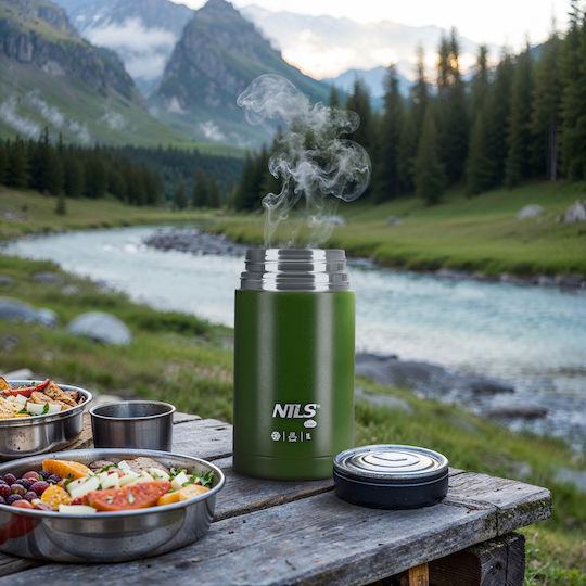 Nils Μπουκάλι Θερμός Ανοξείδωτο BPA Free 1lt GREEN LUNCH THERMOS NILS CAMP
