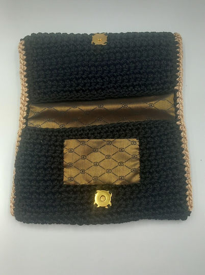 Aristourgimata Fabric Handmade Tobacco Pouch with Magnetic Closure Black Gold
