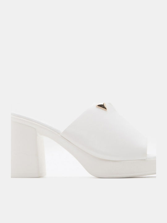 Mules With High Heel In White Colour
