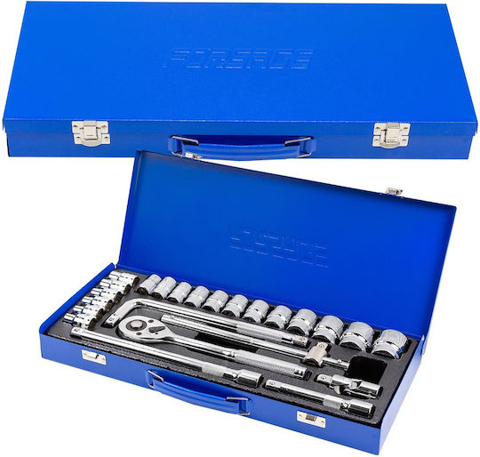 Forsage Ratschen- und Steckschlüssel-Set 1/2" 8-32mm Sechskant 24 Stück