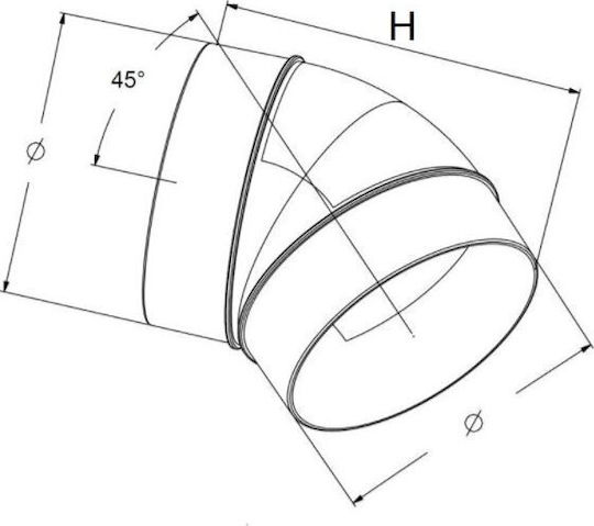 Awenta Awenta Duct Elbow Ko125-23/45 Round 45 Degrees Fi125mm