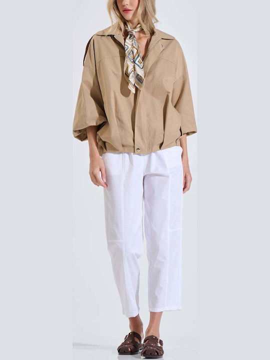 Women's Bomber Jacket Beige 20-060168-0-Beige S/M