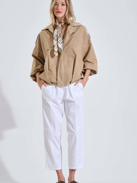 Women's Bomber Jacket Beige 20-060168-0-Beige S/M
