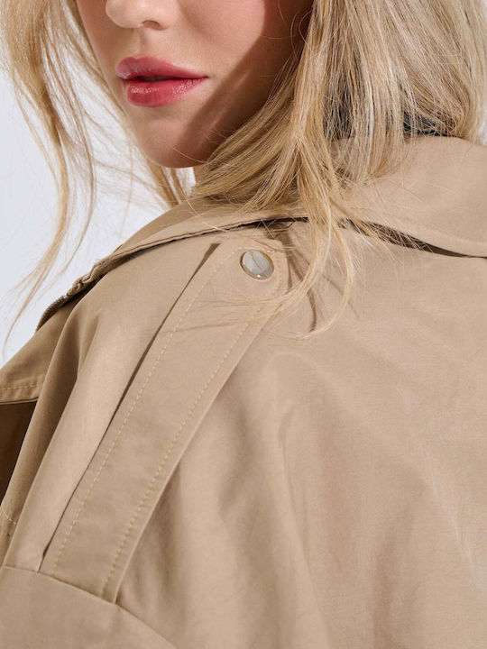 Women's Bomber Jacket Beige 20-060168-0-Beige S/M