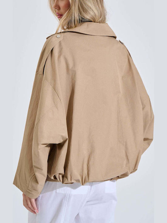 Women's Bomber Jacket Beige 20-060168-0-Beige S/M