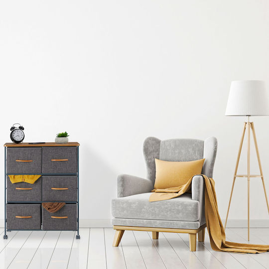 Storage Drawers from Wood Metal & Fabric L58xW30xH74.5cm