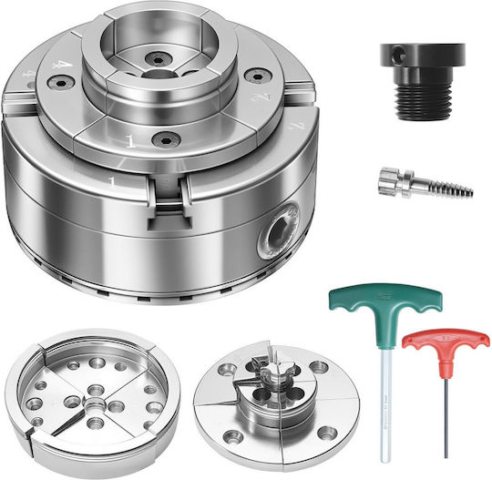 Vevor Wood Lathe Chuck 4 Inch 4 Jaw Self-Centering Thread 1 Inch X 8 Tpi Adapter Jaws Round & Step Nickel Plated High Hardness Steel Mgcckptj3jt4ibz0x001v0