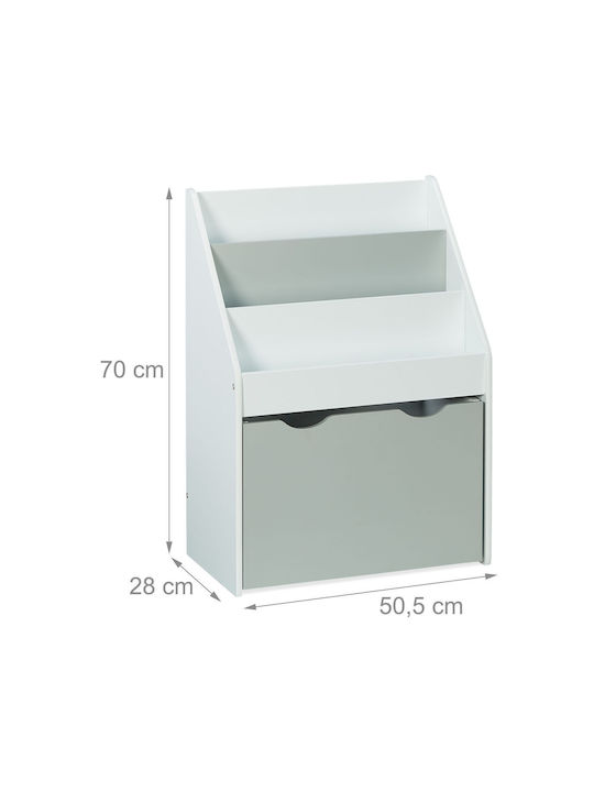 Bibliotecă de Pardoseală din Lemn Albă 70x50.5x28cm