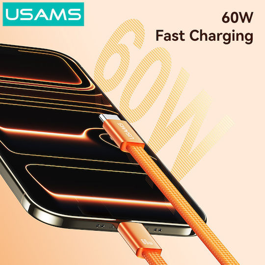 Usams USB 2.0 Cable USB-C Male - USB-C 60W PD Blue 1.2m