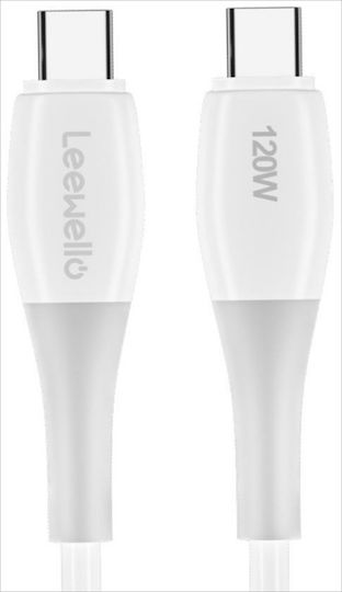 Leewello USB 2.0 Cable USB-C Male - USB-C 120W PD White 1m