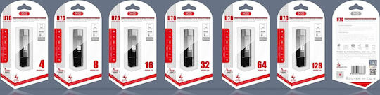 XO U70 64GB USB 2.0 Stick με σύνδεση USB-A & micro USB-B Μαύρο