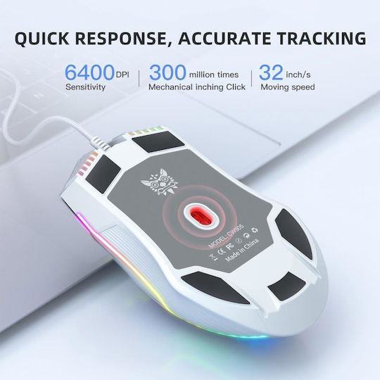 Onikuma CW905 RGB Gaming Mouse 64000 DPI White