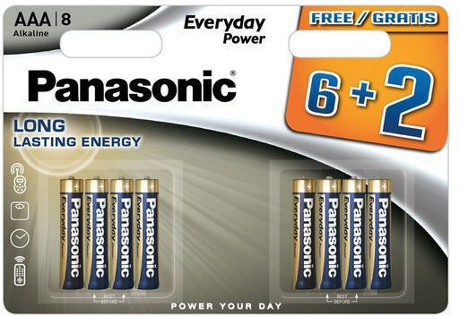 Panasonic Everyday Power Alkaline Batteries AAA 1.5V 8 Pack