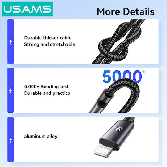 Usams USB-C zu Lightning Kabel 30W Schwarz 1m (SJ770USB01)