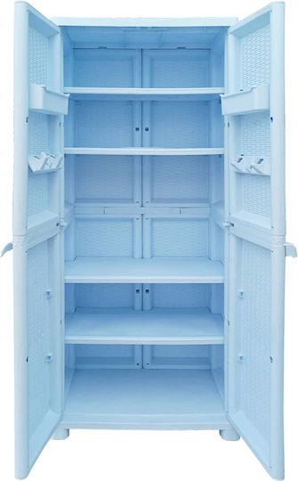 Doppelflügeliger Außenschrank aus Rattan Kunststoff mit 4 Regalen 70x44x173cm