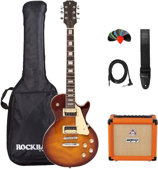 Stagg Set Electric Guitar Single cut Orange with Case