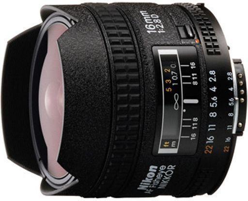 Nikon Voller Rahmen Kameraobjektiv AF Nikkor 16mm f/2.8D Fisheye für Nikon F Mount Black
