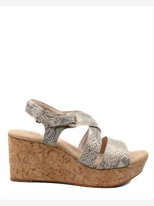 Rose Way Women's Ankle Strap Platforms Beige