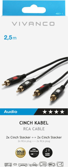 Vivanco Cable 2x RCA male - 2x RCA male 1.8m