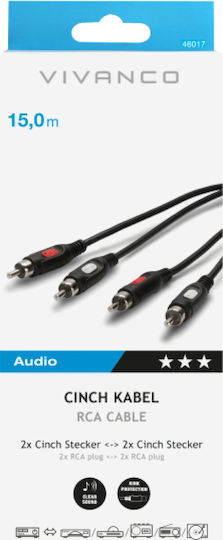 Vivanco Cable 2x RCA male - 2x RCA male 15m