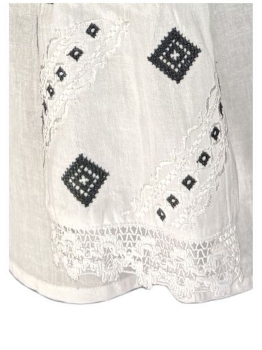 Bluza Damă Bumbac Mânecă Lungă Alb Crystal/Negru