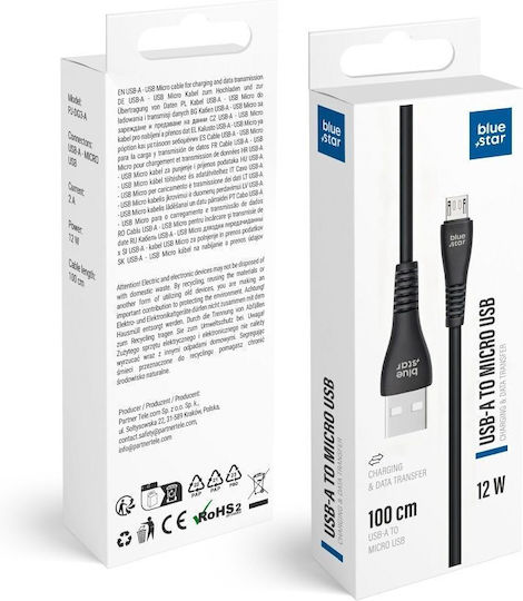 Blue Star Reguläres USB 2.0 zu micro USB Kabel Schwarz 1m 1 Stück