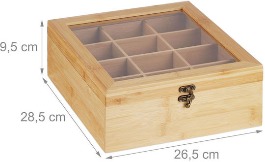 Relaxdays Caseta Pentru Ceai Cu Capac Din Lemn Bej 26.5x9.5x28.5cm