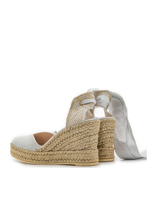 Women's Leather Platform Espadrilles Platina