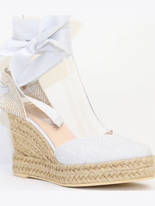 Women's Leather Platform Espadrilles Platina