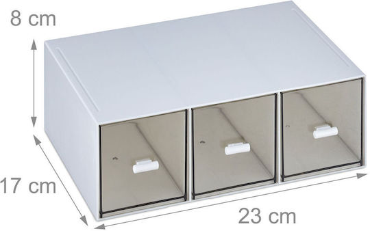 Relaxdays Caseta Pentru Ceai Cu Capac Din Plastic Alb 17.5x8x23cm