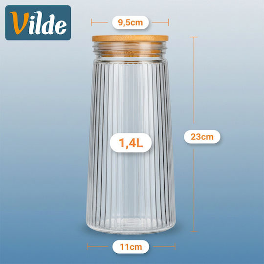 Vilde Set 3 Bucăți Vaze Pentru Cafea / Paste Cu Capac Sticlă Maro 1400ml 3 Bucăți