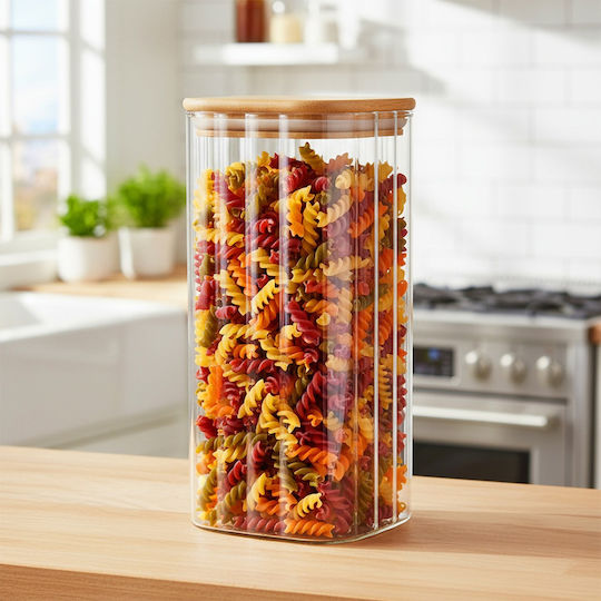 Vilde Set of 3 Glass Jars for Coffee Pasta Cereals with Lid Brown 1600ml