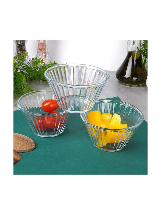 Excellent Houseware Servierschale Eiscreme Rund Glas Transparente mit Durchmesser 11,5cm 3Stücke