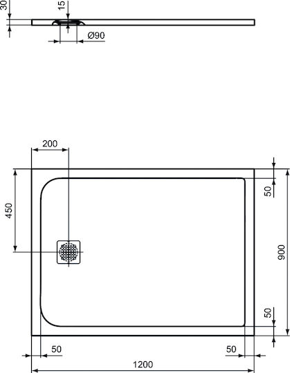 Ideal Standard Ορθογώνια Ντουζιέρα Τεχνητής Πέτρας 120x90cm Γκρι