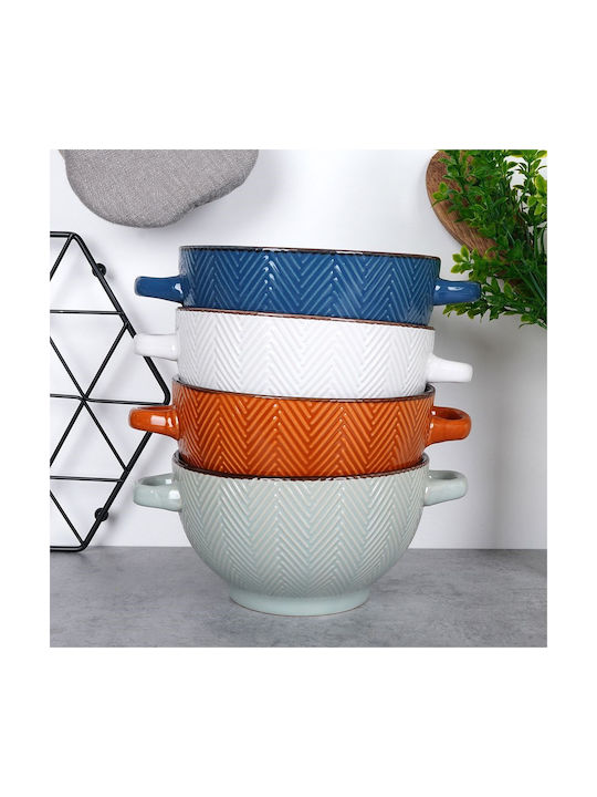 Siaki Collection Μπωλ Σερβιρίσματος Στρογγυλό Κεραμικό Λευκό με Διάμετρο 18εκ. 4τμχ