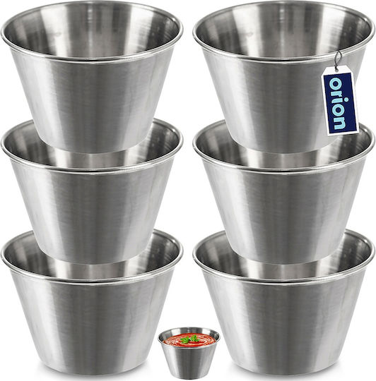 Orion Μπωλ Σερβιρίσματος για Ντιπ Στρογγυλό Inox Γκρι με Διάμετρο 9.5εκ. 6τμχ