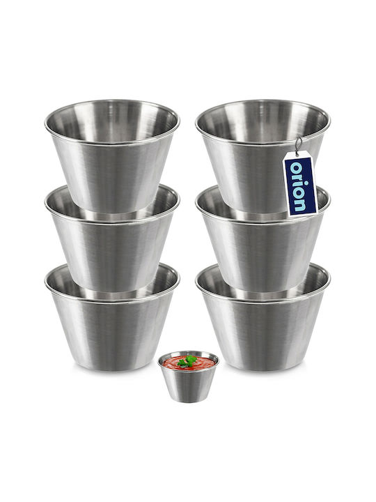 Orion Μπωλ Σερβιρίσματος για Ντιπ Στρογγυλό Inox Γκρι με Διάμετρο 6εκ. 6τμχ
