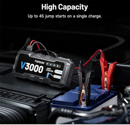 Topdon V3000 Portable Car Battery Jump Starter 24000mAh with Φακό 12V