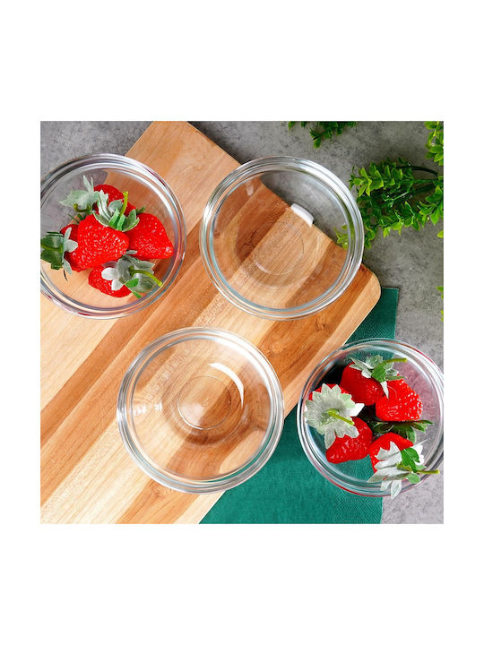 Excellent Houseware Servierschalen Eiscreme Rund Glas Transparent mit Durchmesser 10,5cm 4 Stück