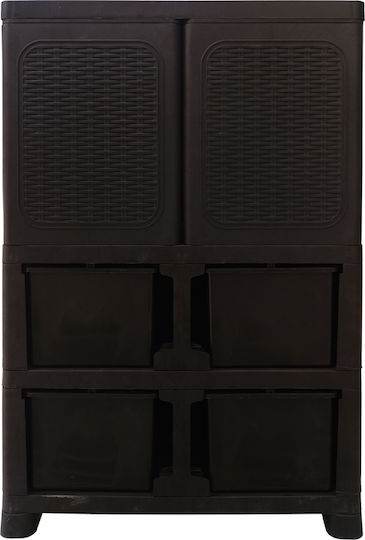 Doppelflügeliger Kunststoff-Außenschrank mit 2 Regalen 70x44x102cm