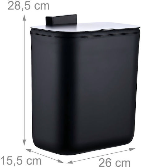 Relaxdays Coș De Gunoi Pentru Dulap Din Plastic Negru 9lt