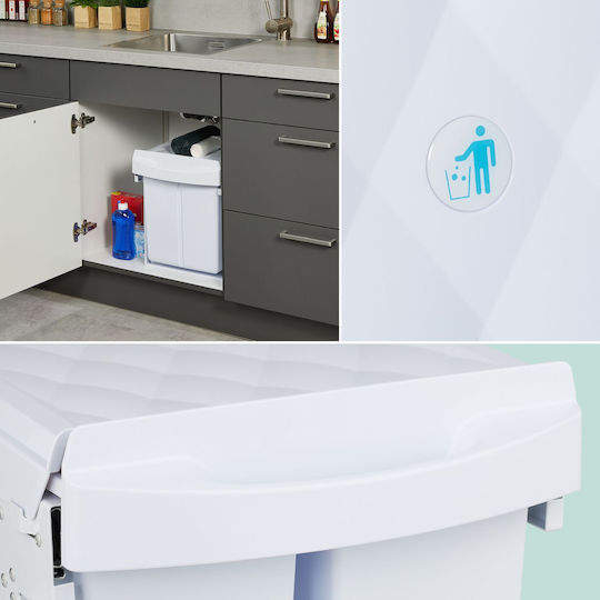 Relaxdays Waste Bin for Cabinet Plastic White 15L