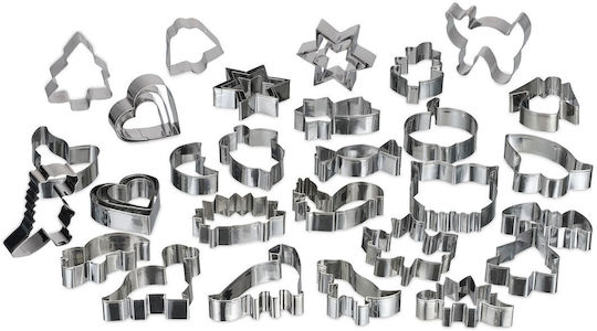 Set 36 Cake Molds Relaxdays Stainless Steel Various Sizes Silver