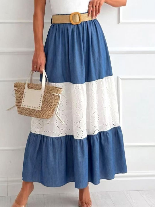 Fustă Skorts Denim Floral Albastră
