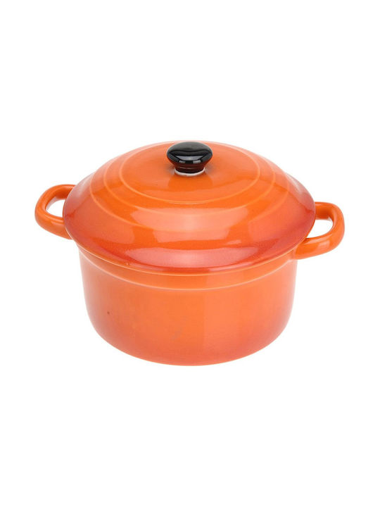 Excellent Houseware Στρογγυλό Ατομικό Πυρίμαχο Σκεύος Κεραμικό με Καπάκι 13.5x10.5x5cm