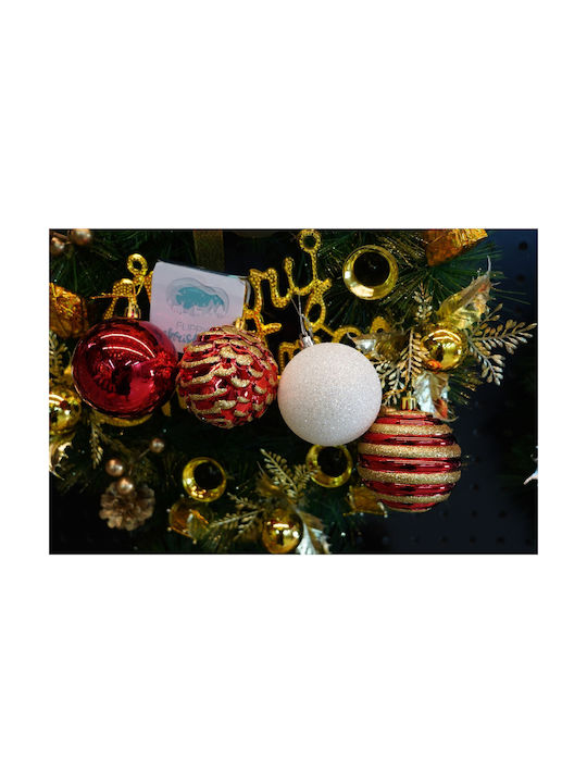 Set 24 Ornamente De Crăciun Pentru Brad Alista Home Glob Tip Alb Roșu 7 Cm Diametru Plastic Cu Sclipici Cutie 16 Cm Lungime X 36 Cm Înălțime X 16 Cm Adâncime