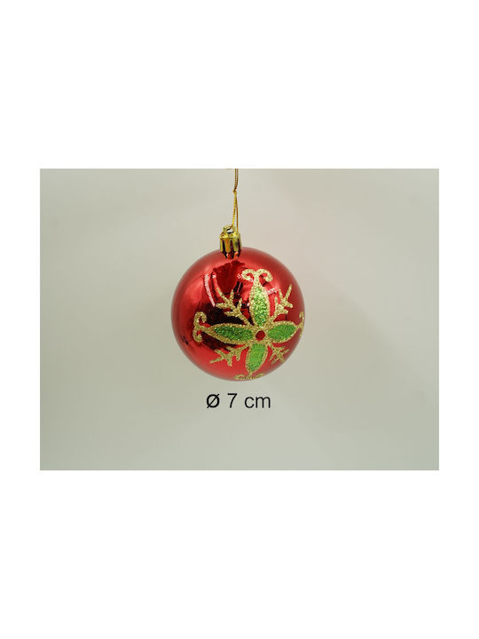 Set 24 Ornamente De Crăciun Pentru Brad Alista Home Glob Tip Roșu Aurit 7 Cm Diametru Plastic Sclipici Finisaj Cutie 16 Cm Lungime X 36 Cm Înălțime X 16 Cm Adâncime